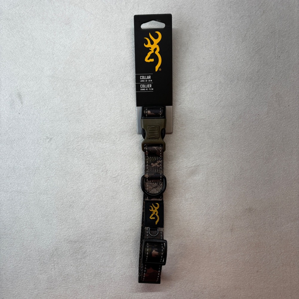 Browning Dog Collar Large 18-28in Camo Reflective Buckmark Locking Buckle‎